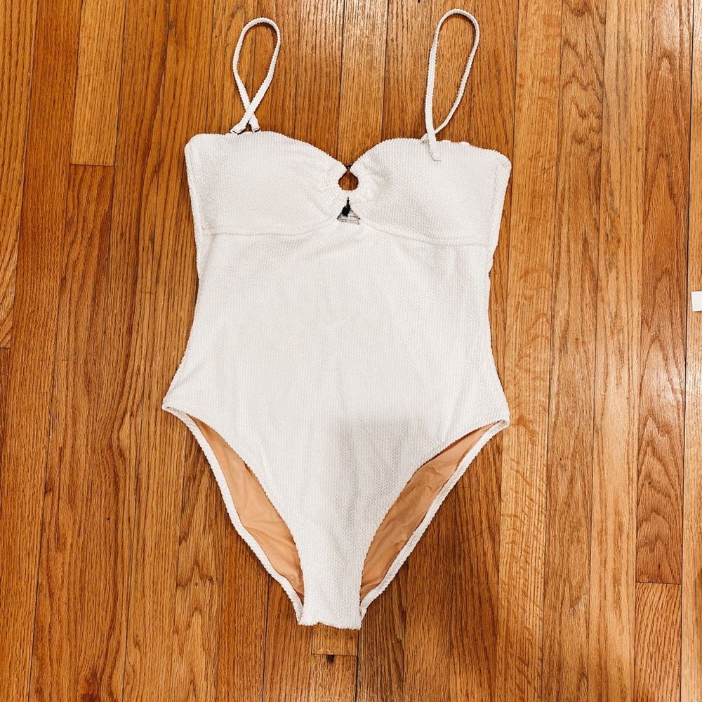 Ribbed White J Crew Swimsuit